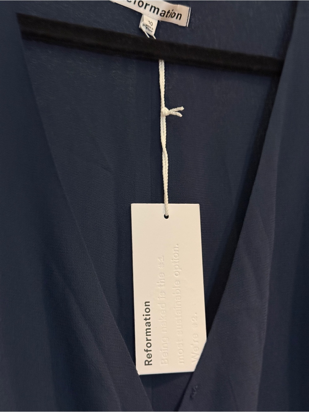 Reformation Nayeli Dress Navy Blue Cap Sleeve V Neck Size 10 - Picture 5 of 9